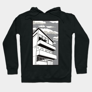 Oshi no Ko Anime and Manga Art | My Star Idol | Oshinoko Strawberry Productions Office Building in Black and White Hoodie